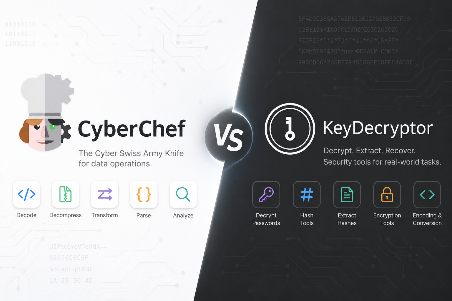 CyberChef vs KeyDecryptor comparison