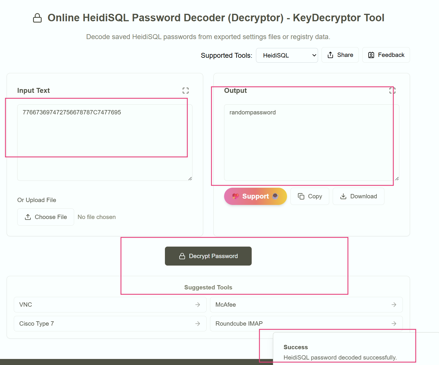 Online HeidiSQL Password Recovery tool