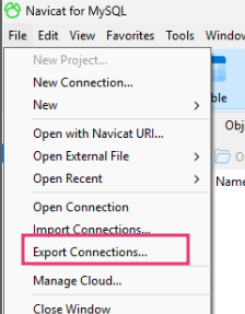 Selecting Export Connections Menu