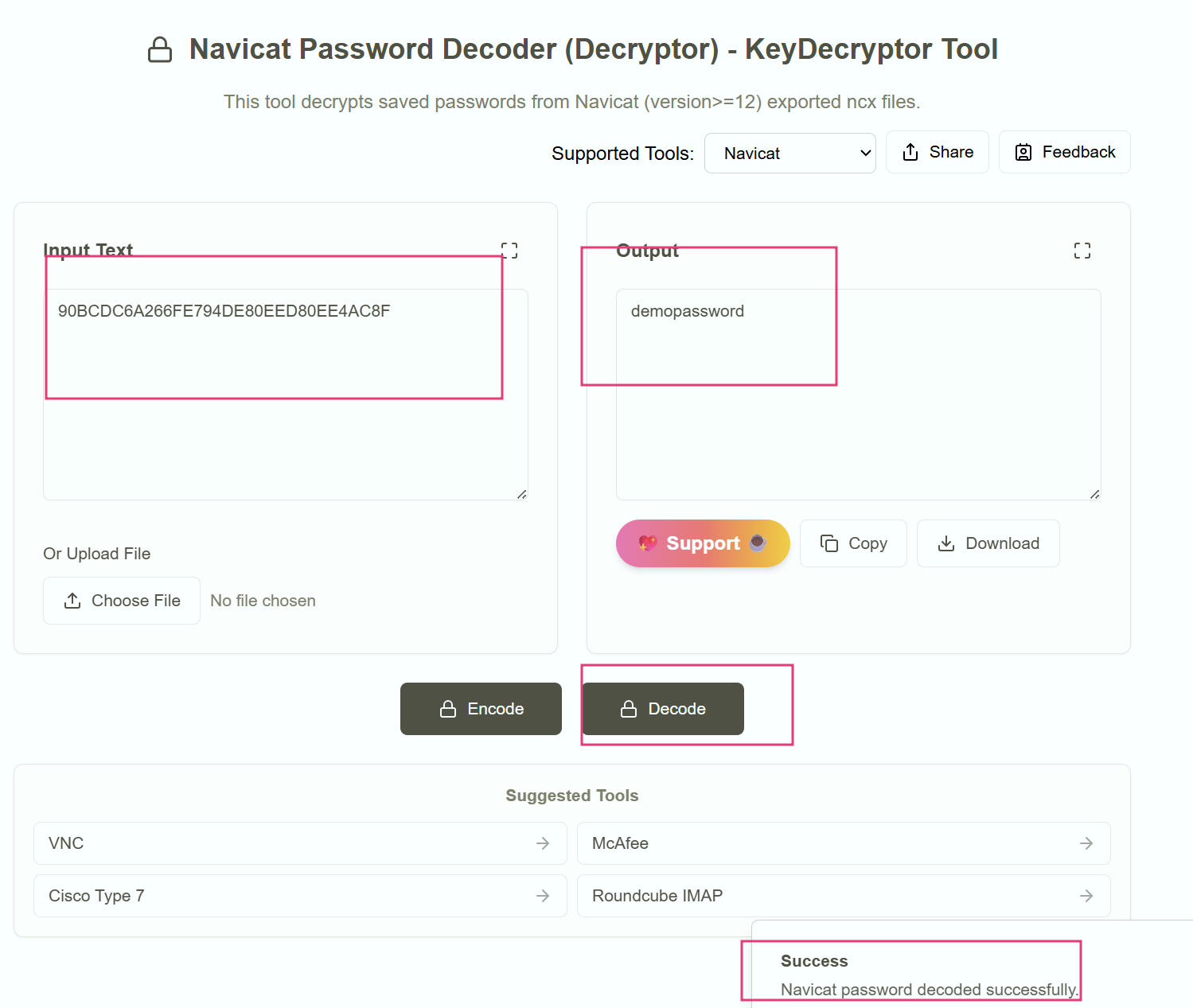 Online Navicat Password Recovery tool