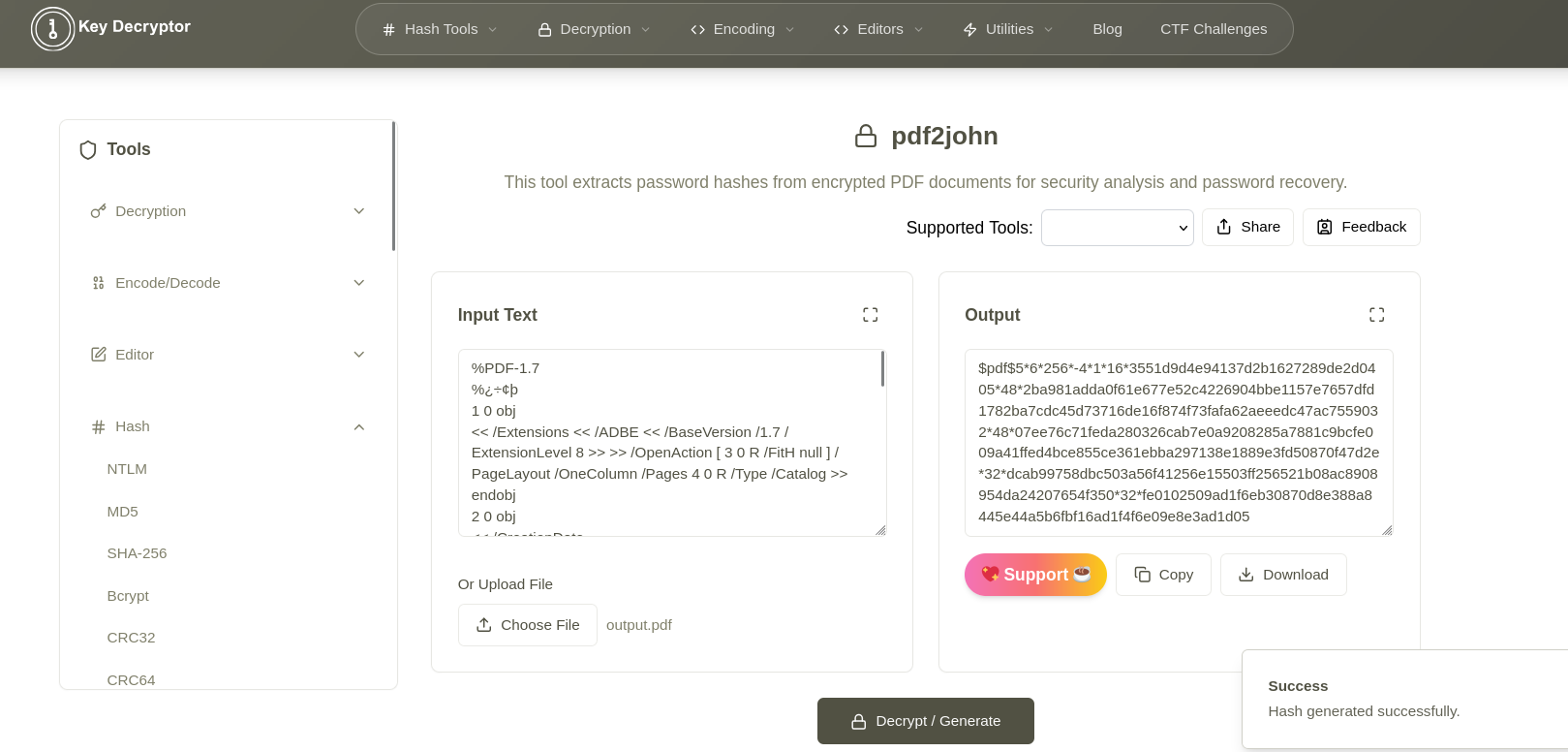 Online PDF2John tool