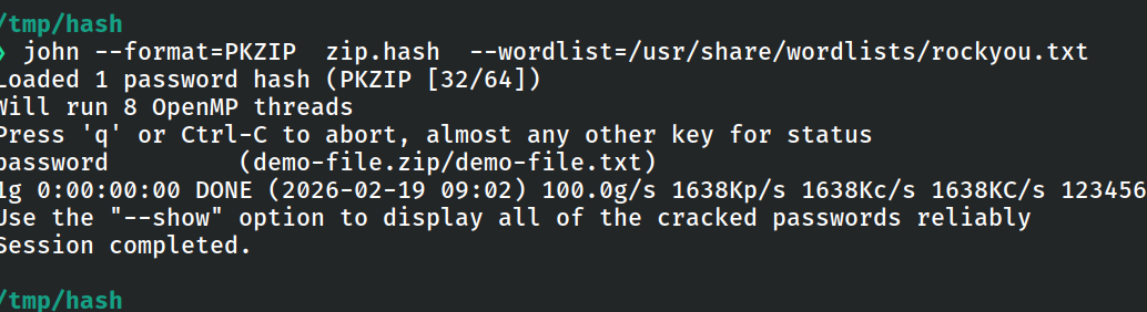 Cracking ZIP password