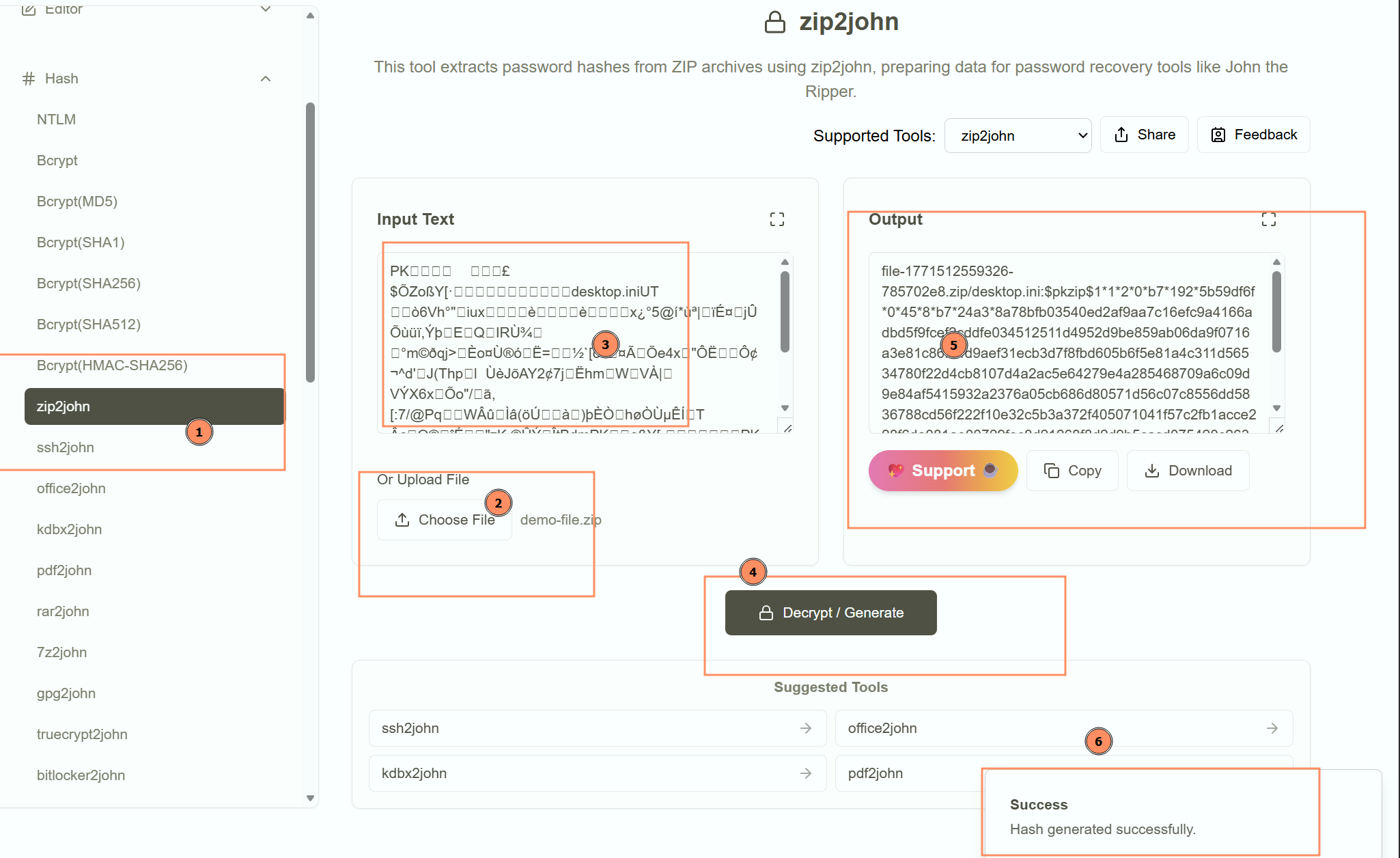 Online ZIP2John tool